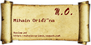 Mihain Oriána névjegykártya